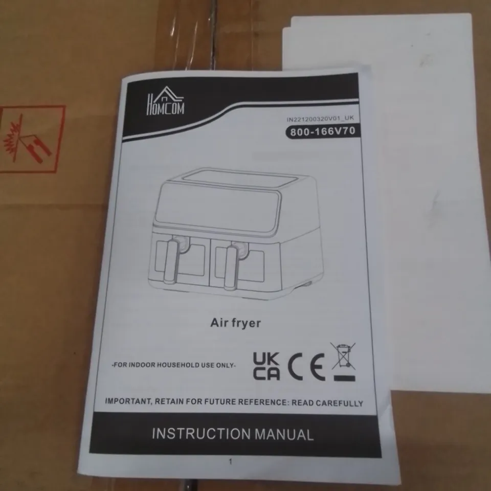 BOXED HOMECON 800-166V70 DUAL BASKET AIR FRYER (1 BOX)