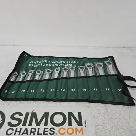 RATCHET WRENCH SET 12PC (8–19MM) – GREEN ROLL