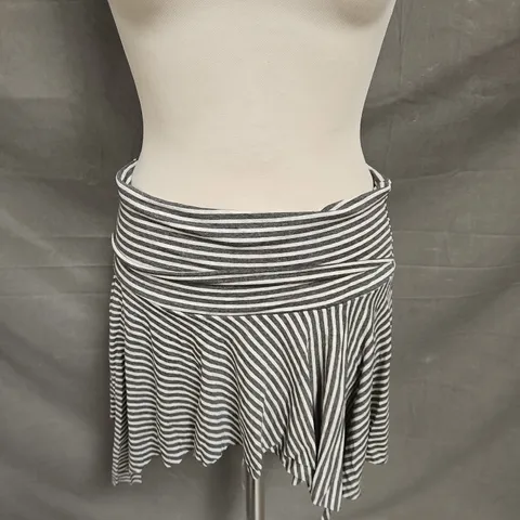 URBAN OUTFITTERS ARI FOLDOVER STRIPE ASYMMETRIC MINI SKIRT IN GREY SIZE M