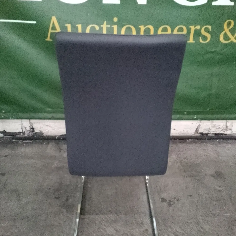 PERTH GREY LEATHER DINING CHAIR WITH CHROME LEG