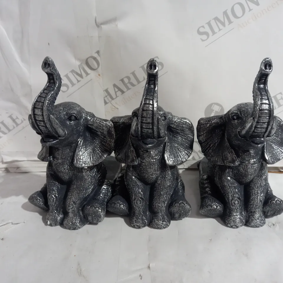 SET OF 3 DECORATIVE ELEPHANT ORNAMENTS
