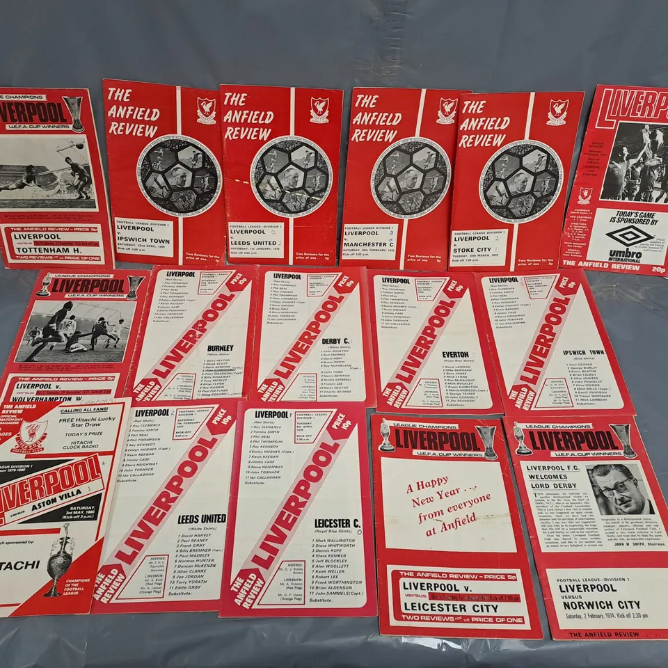 16 X ASSORTED VINTAGE ANFIELD REVIEW LIVERPOOL FC MATCHDAY MAGAZINES 