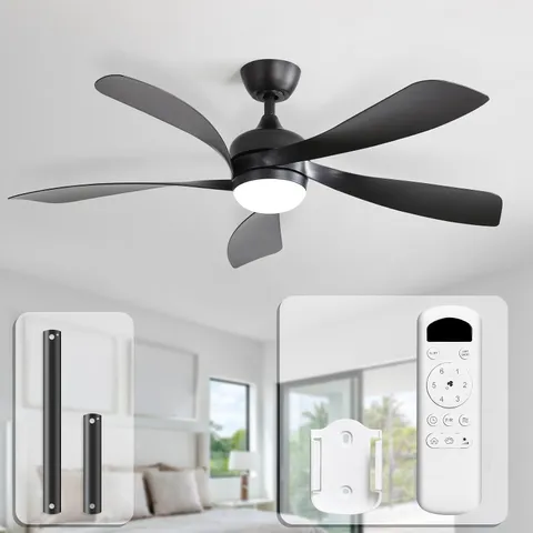 BOXED SOFUCOR - 52 INCH LOW PROFILE CEILING FANS WITH LIGHTS AND REMOTE CONTROL OUTDOOR INDOOR CEILING FAN - WHITE - 1PCS