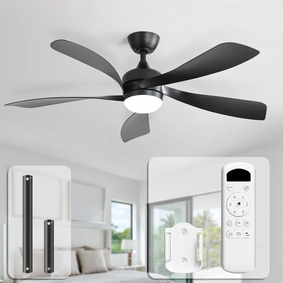 BOXED SOFUCOR - 52 INCH LOW PROFILE CEILING FANS WITH LIGHTS AND REMOTE CONTROL OUTDOOR INDOOR CEILING FAN - WHITE - 1PCS