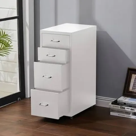 BOXED LIVING AND HOME WHITE 4 TIER VERTICAL FILE CABINET WITH WHEELS