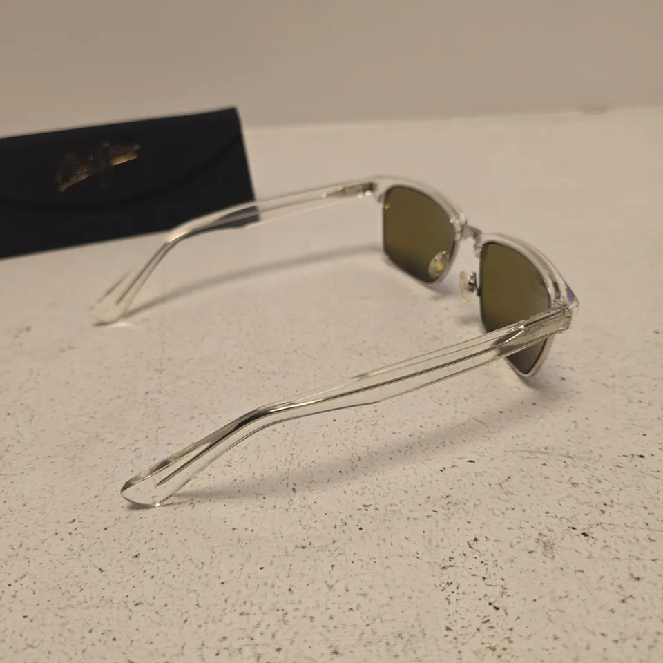 MAUI JIM SUNGLASSES – SILVER FRAME, BLUE MIRROR LENSES (CASE INCLUDED)