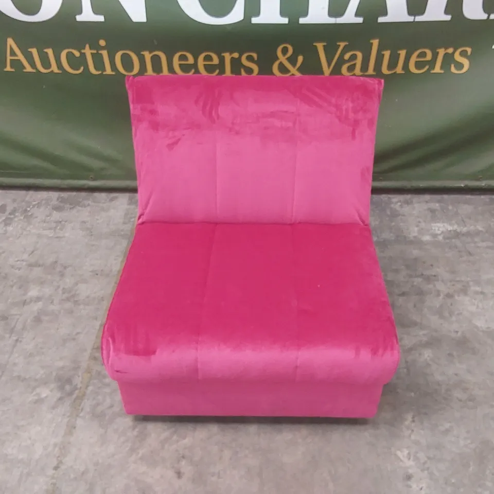 QUALITY DESIGNER 1 SEATER VELVET CHAIR BED - PINK