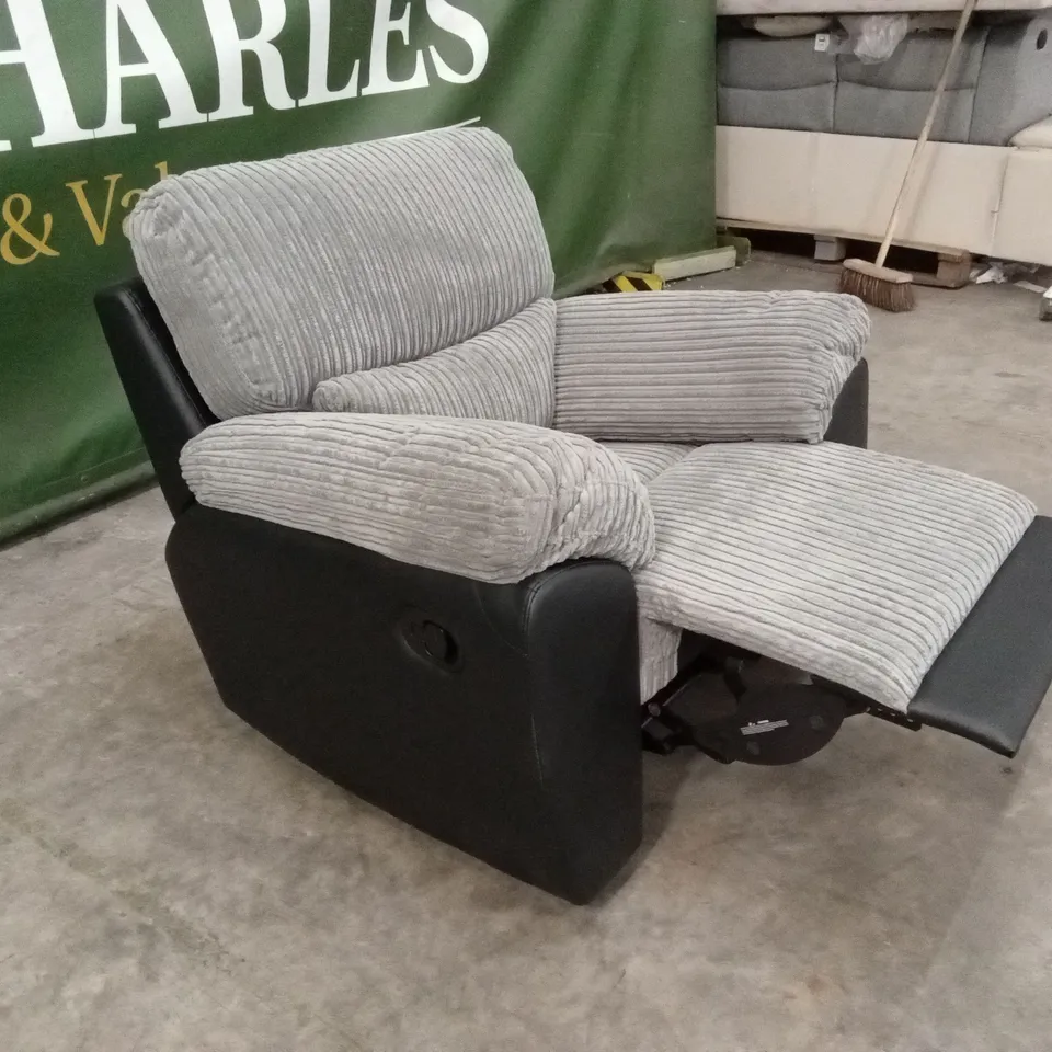 SIENNA FABRIC/FAUX LEATHER RECLINER ARMCHAIR RRP £549