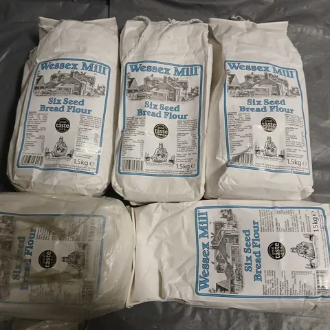 LOT OF 5 1.5KG PACKS OF WESSEX MILL SIX SEED BREAD FLOUR