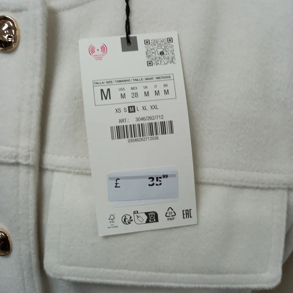 ZARA WHITE BUTTON THROUGH CARDIGAN - M