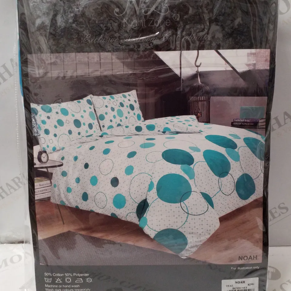 BRAND NEW NIGHT ZONE NOAH 230×220CM KING DUVET COVER SET - TEAL