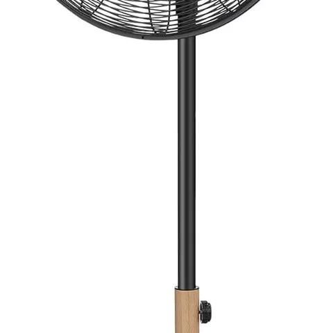 BOXED RUSSELL HOBBS RHMPF1601WDB 16" SCANDI ELECTRIC PEDESTAL FAN, TALL STANDING FAN, 1M TO 1.25M HEIGHT, 3 SPEED SETTINGS, OSCILLATING FAN & ADJUSTABLE TILT, 60W, BLACK AND WOOD EFFECT