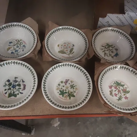 BOXED SET OF 6 PORTMEIRION, BOTANIC GARDEN - CEREAL BOWLS