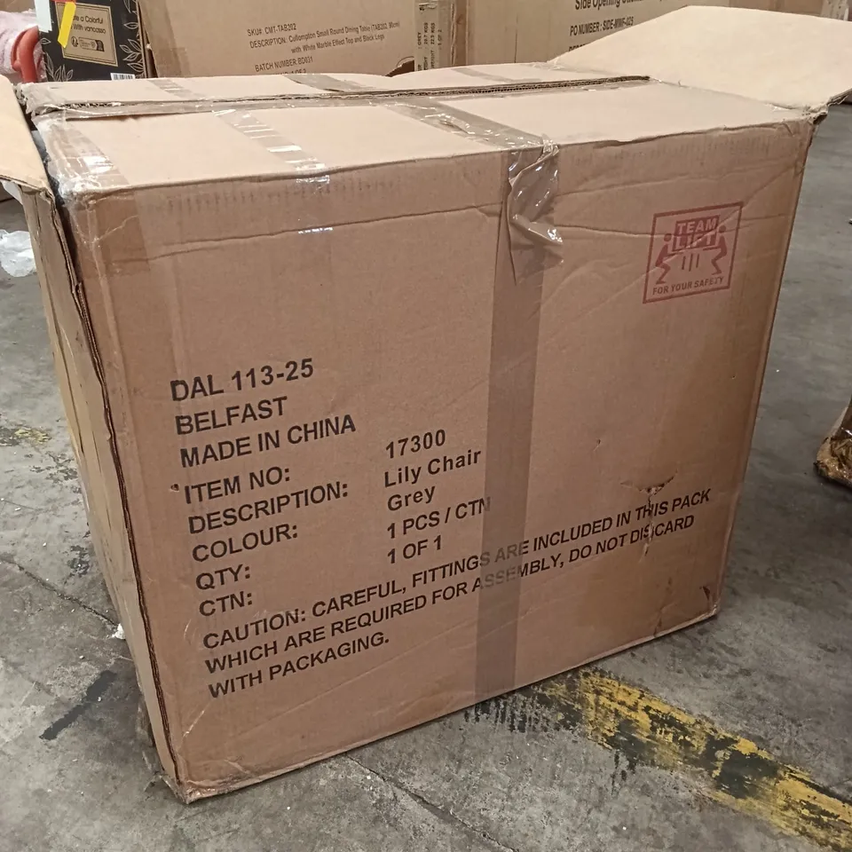 BOXED LILY CHAIR - GREY (1 BOX)