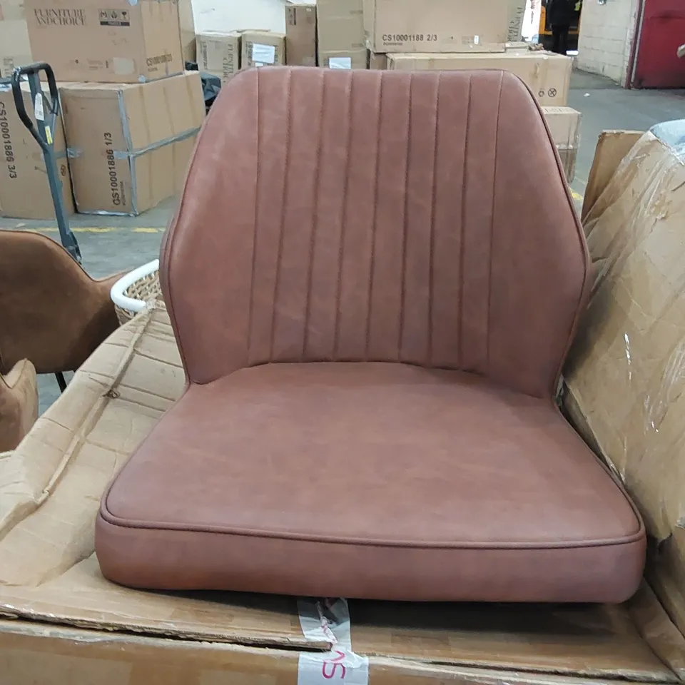 BOXED SET OF 2 BROWN FAUX LEATHER CLIPOP CHAIRS (1 BOX)