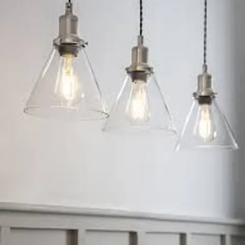 BOXED HOXTON CONE PENDANT LIGHT TRIO SATIN NICKEL (1 BOX)