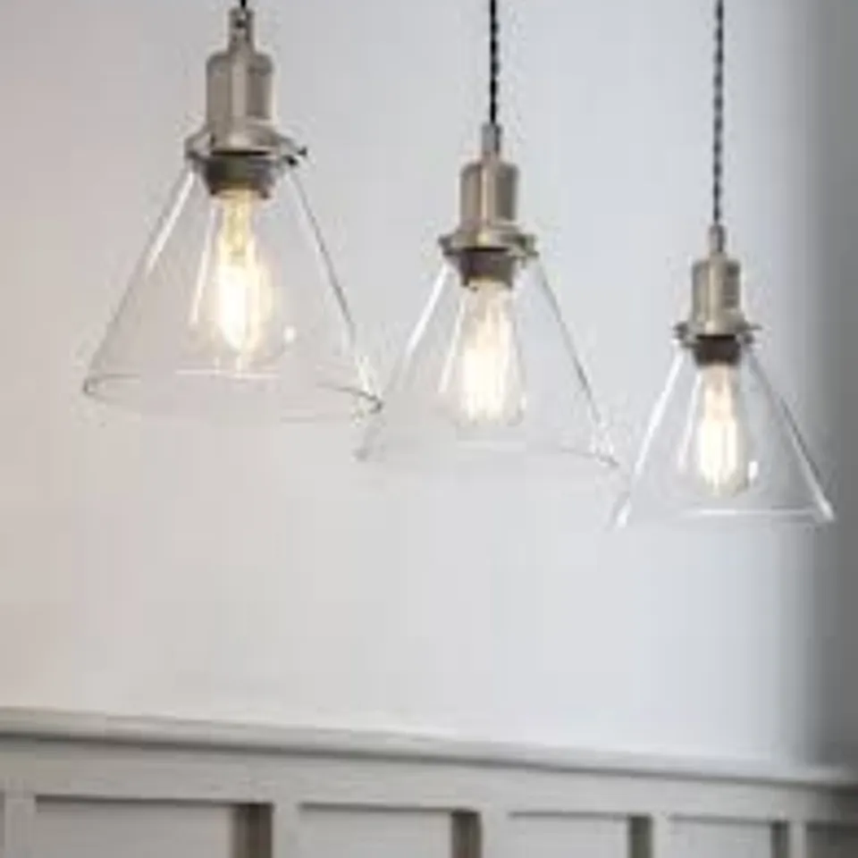 BOXED HOXTON CONE PENDANT LIGHT TRIO SATIN NICKEL (1 BOX)