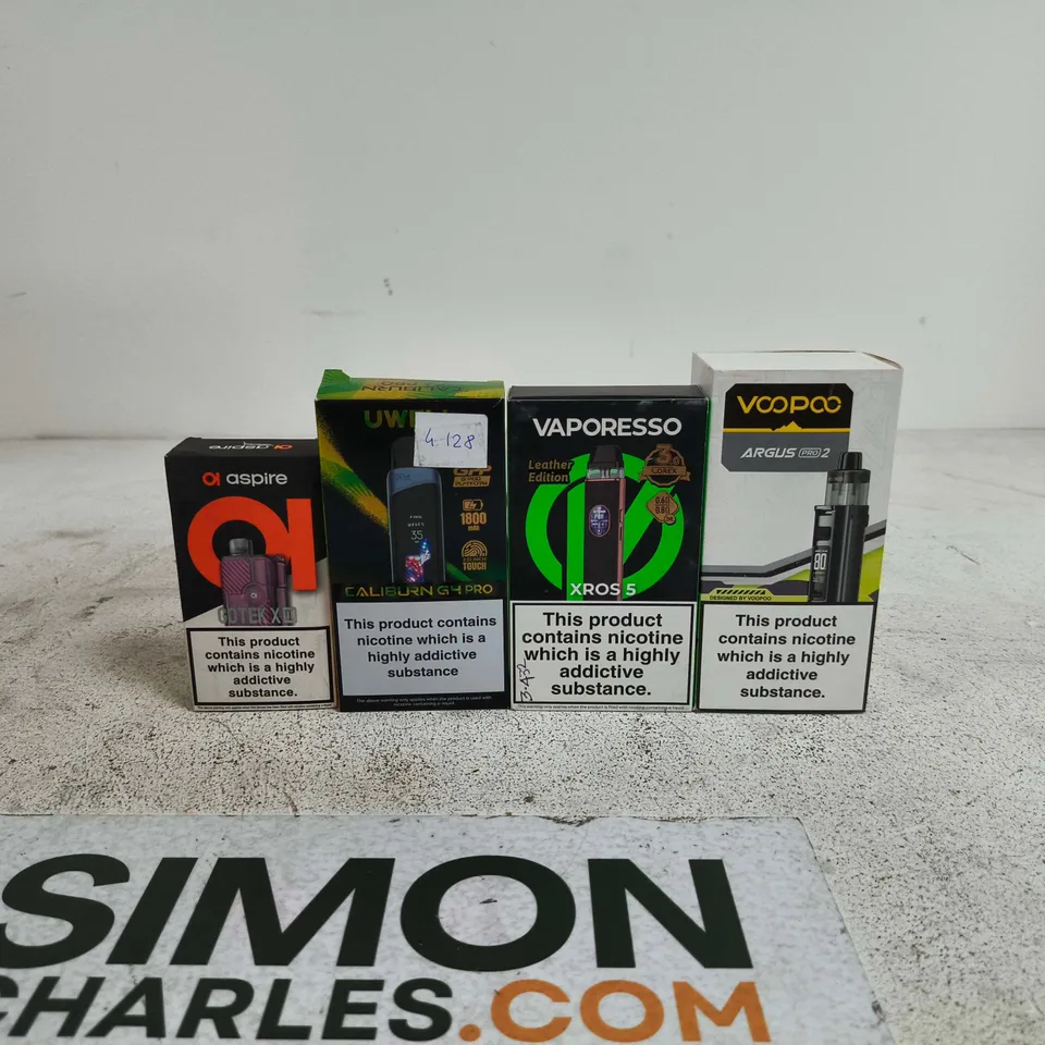 BOX OF APPROXIMATELY 30 ASSORTED E-CIGARETTES AND COMPONENTS TO INCLUDE VOOPOO ARGUS PRO 2, VAPORESSO, ASPIRE GOTEK ETC
