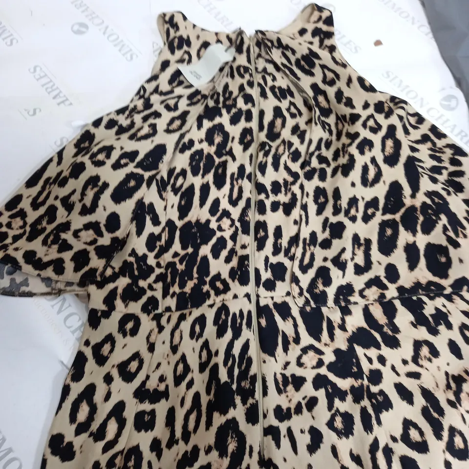 RIVER ISLAND BROWN LEOPARD PRINT DRESS - UK SIZE 16