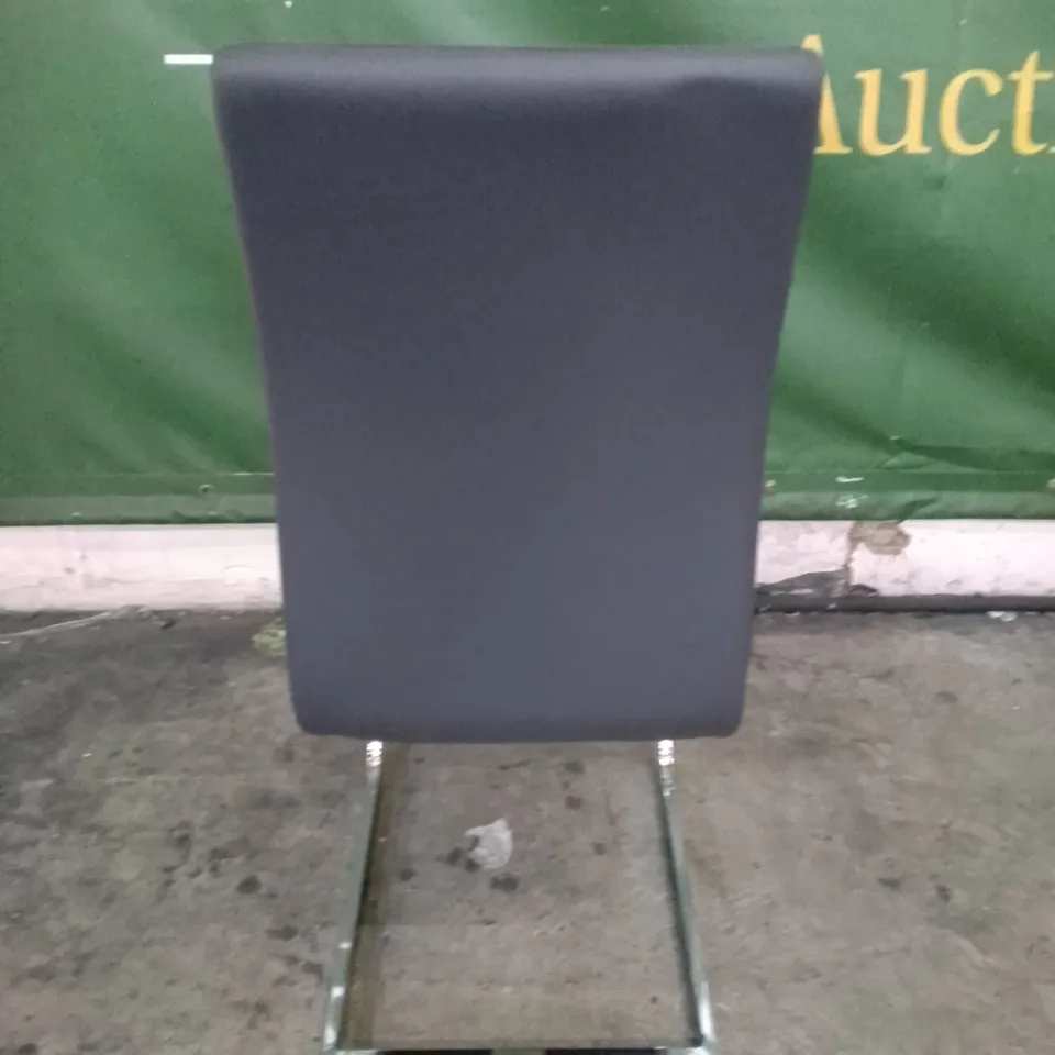 PERTH GREY LEATHER DINING CHAIR WITH CHROME LEGS