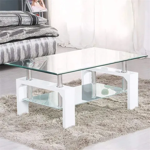 BOXED MODERN SIDE TABLE WITH LOWER SHELF AND MDF SUPPORT