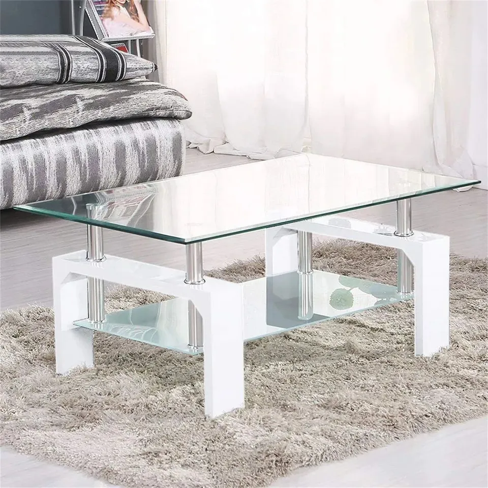 BOXED MODERN SIDE TABLE WITH LOWER SHELF AND MDF SUPPORT