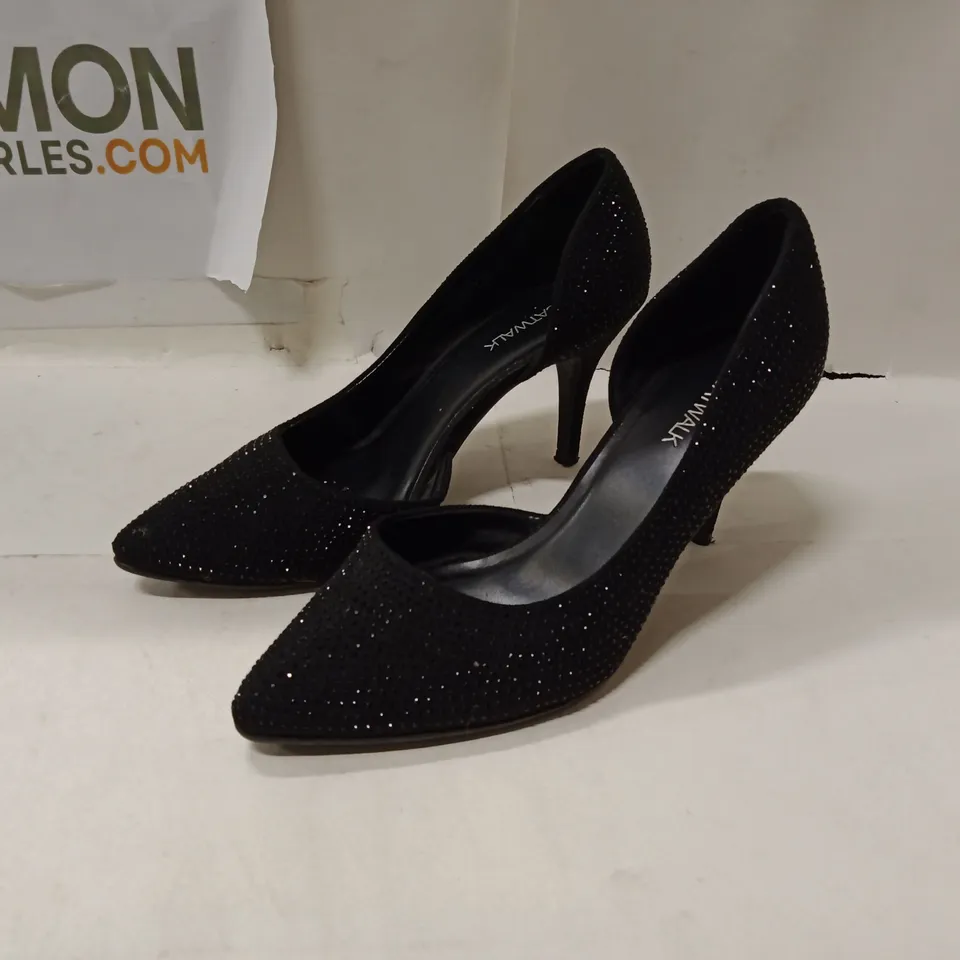 UNBOXED CATWALK BLACK GLITTER HIGH HEELS – UK 6 (EU 39)
