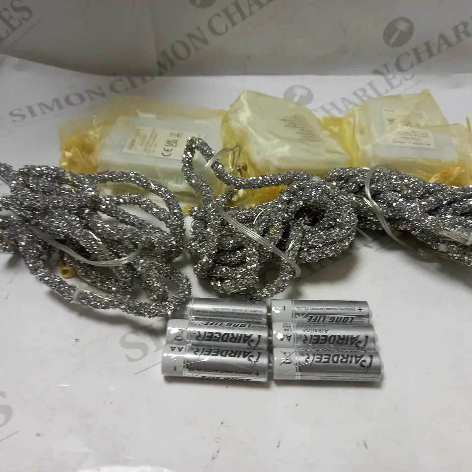 ALISON CORK SET OF PRE-LIT GLITTER ROPE STRANDS - SILVER