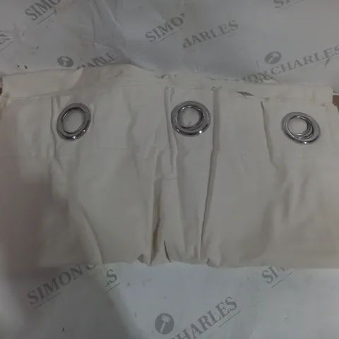 CREAM CURTAINS WITH SILVER ROD HOLES