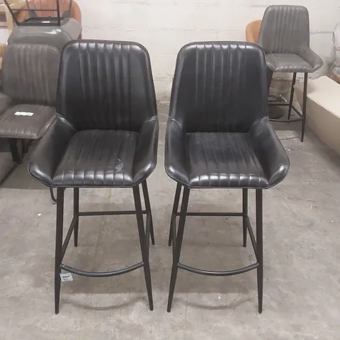 PAIR OF BROOKLYN LEATHER BAR CHAIRS