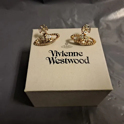 BOXED VIVIENNE WESTWOOD BAS REKIEF PINK GOLD EARRINGS 