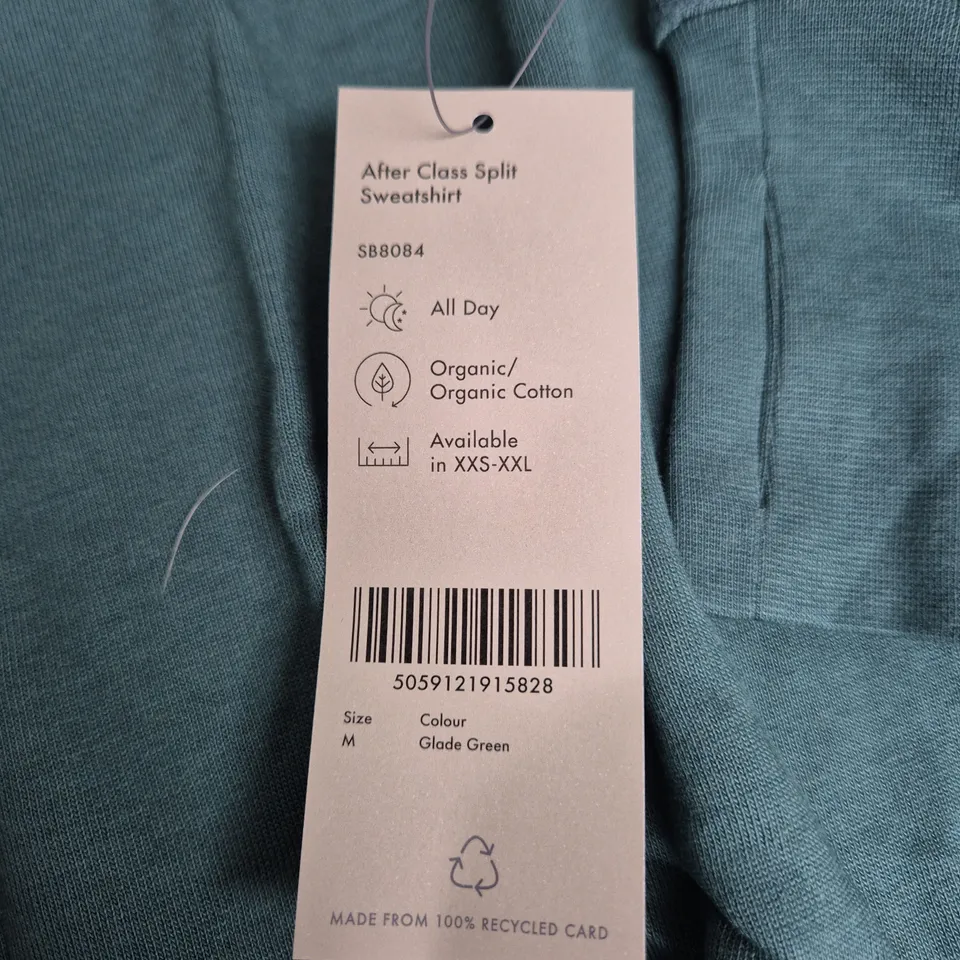 SWEATY BETTY AFTER CLASS SPLIT SWEATSHIRT – GLADE GREEN, SIZE M