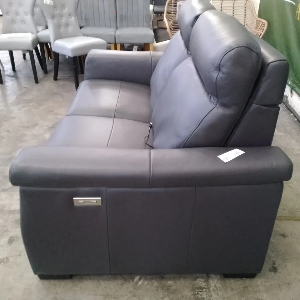 QUALITY ITALIAN DESIGNER GARDA ELECTRIC LOVESEATS - DARK GREY LEATHER