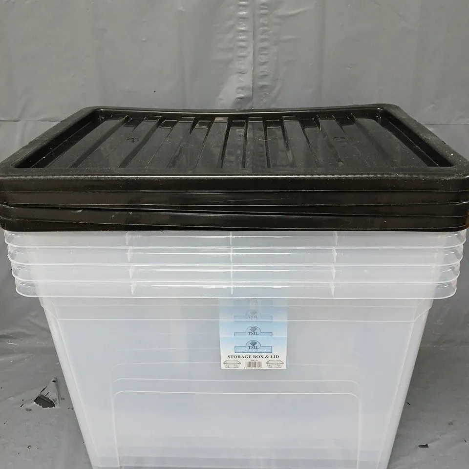 4X TML CLEAR STORAGE BOX WITH BLACK LID - COLLECTION ONLY 
