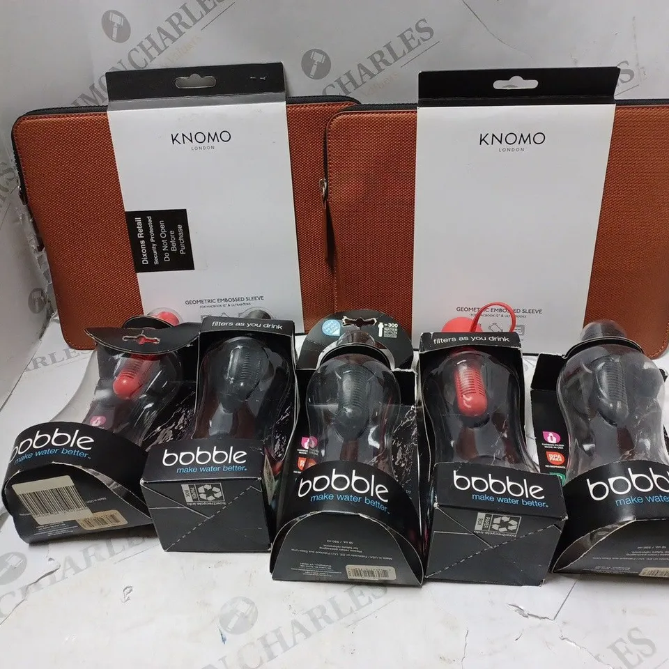LARGE BOX OF ASSORTED BOTTLES AND GEOMETRIC EMBOSSED SLEEVES 