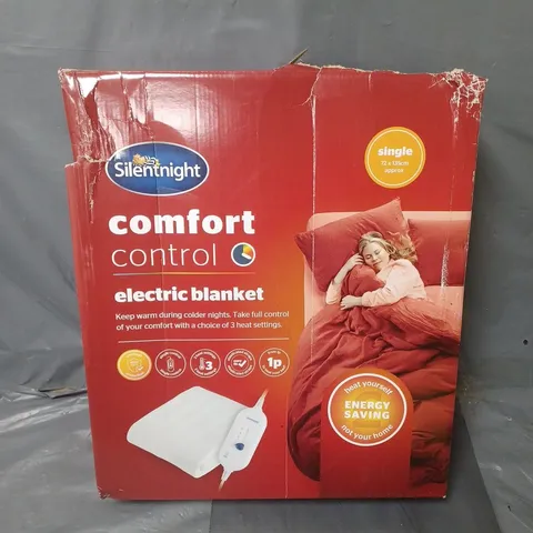 BOXED SILENT NIGHT COMFORT CONTROL ELECTRIC BLANKET IN WHITE