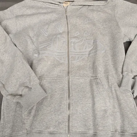 BROKEN PLANET GREY ZIP THROUGH HOODIE - LARGE