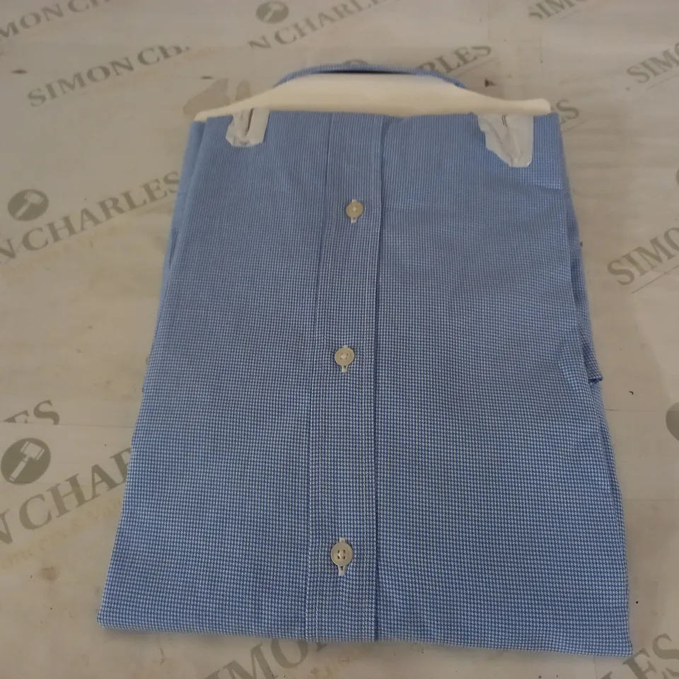 MASSIMO DUTTI DOT DESIGN SLIM FIT SHIRT IN BLUE/WHITE - MEDIUM