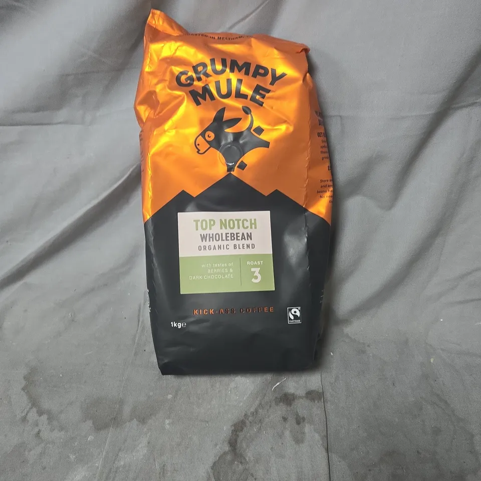 GRUMPY MULE TOP NOTCH WHOLEBEAN ORGANIC BLEND COFFEE, 1KG