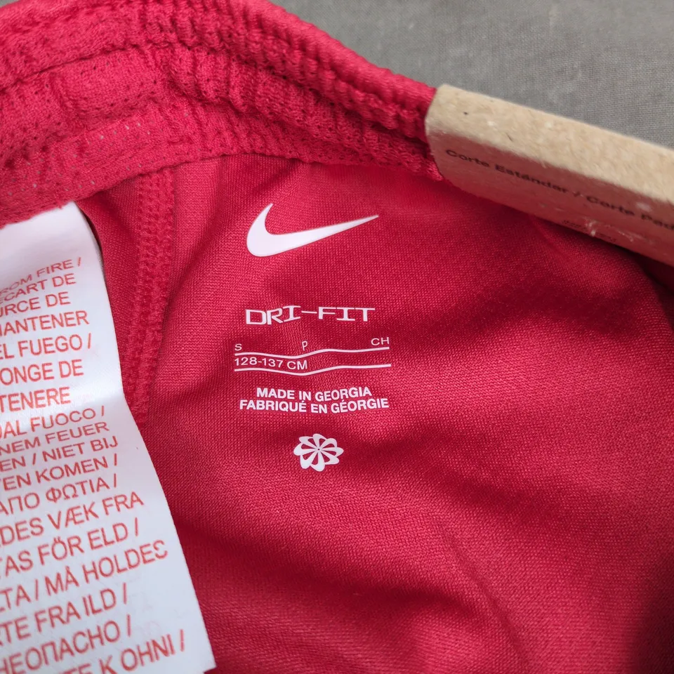 LIVERPOOL FC NIKE DRI-FIT YOUTH SHORTS – RED WITH CREST, SIZE 128-137 CM