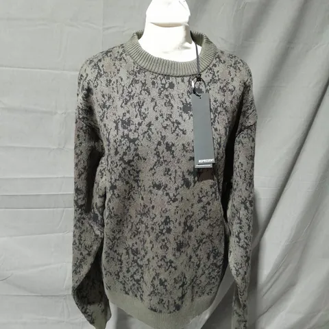 REPRESENT CAMO SWEATER SIZE SMALL