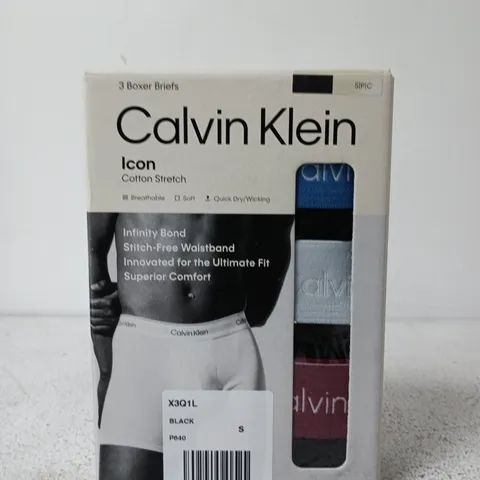 CALVIN KLEIN ICON COTTON STRETCH BOXER BRIEFS – PACK OF 3 (S) – BOXED