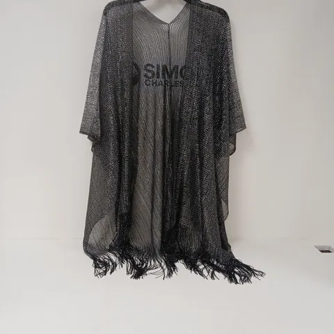 XANDER KOSTROMO VISCOSE METALLIC TASSEL KIMONO BEACH COVER UP IN BLACK 