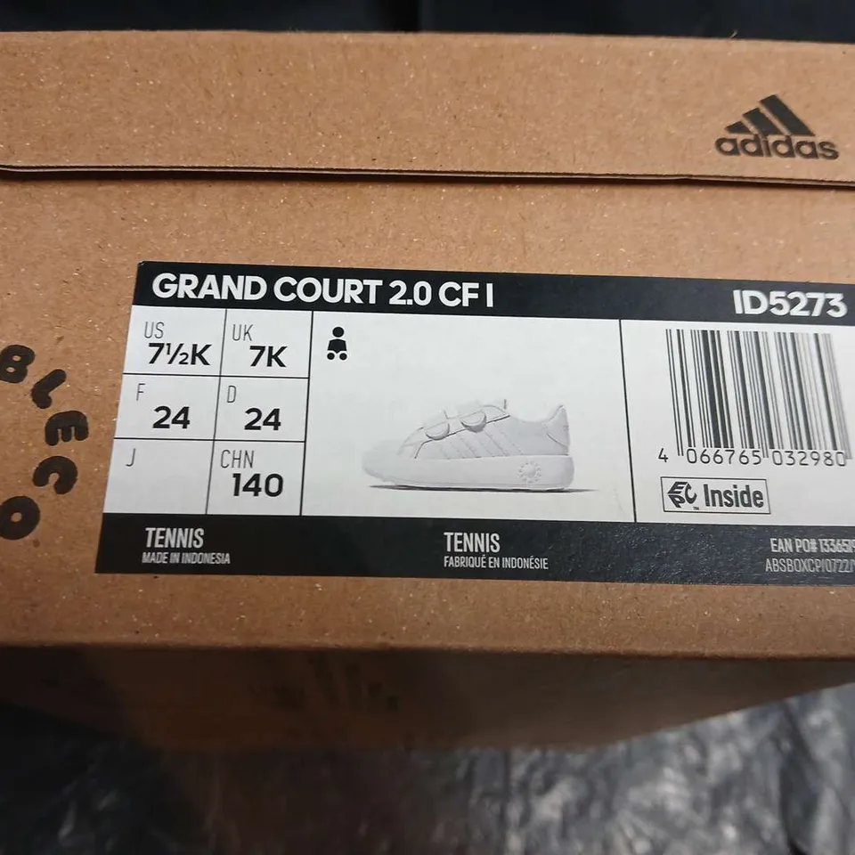ADIDAS GRAND COURT 2.0 CF I KIDS TRAINERS – WHITE, UK 7K 