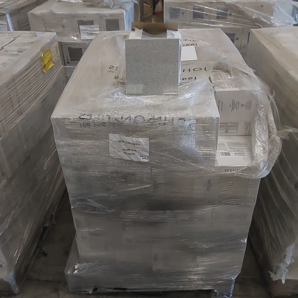 PALLET TO CONTAIN APPROX 96 X CARTONS OF JOHNSON PRISMATICS MICRO STORM GREY/BLUEBELL GLAZED WALL TILES - 25 TILES PER CARTON // SIZE: 197 X 197 X 6.5mm