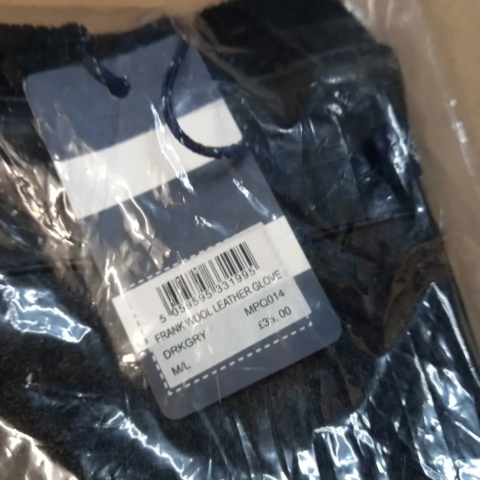 PACKAGED CREW CLOTHING COMPANY FRANK WOOL/LEATHER GLOVES - M/L