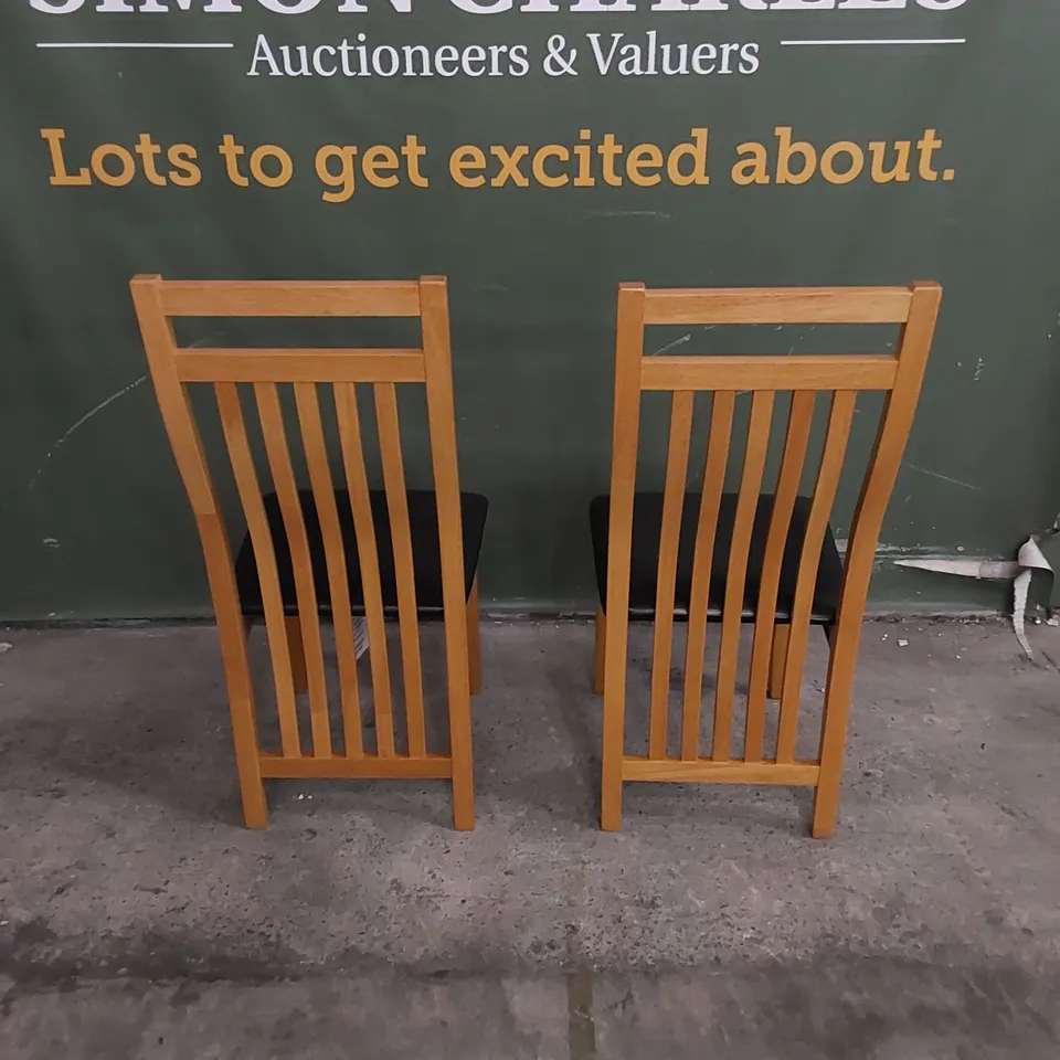 SET OF 2 BALI OAK DINING CHAIRS WITH BROWN SEAT PADS