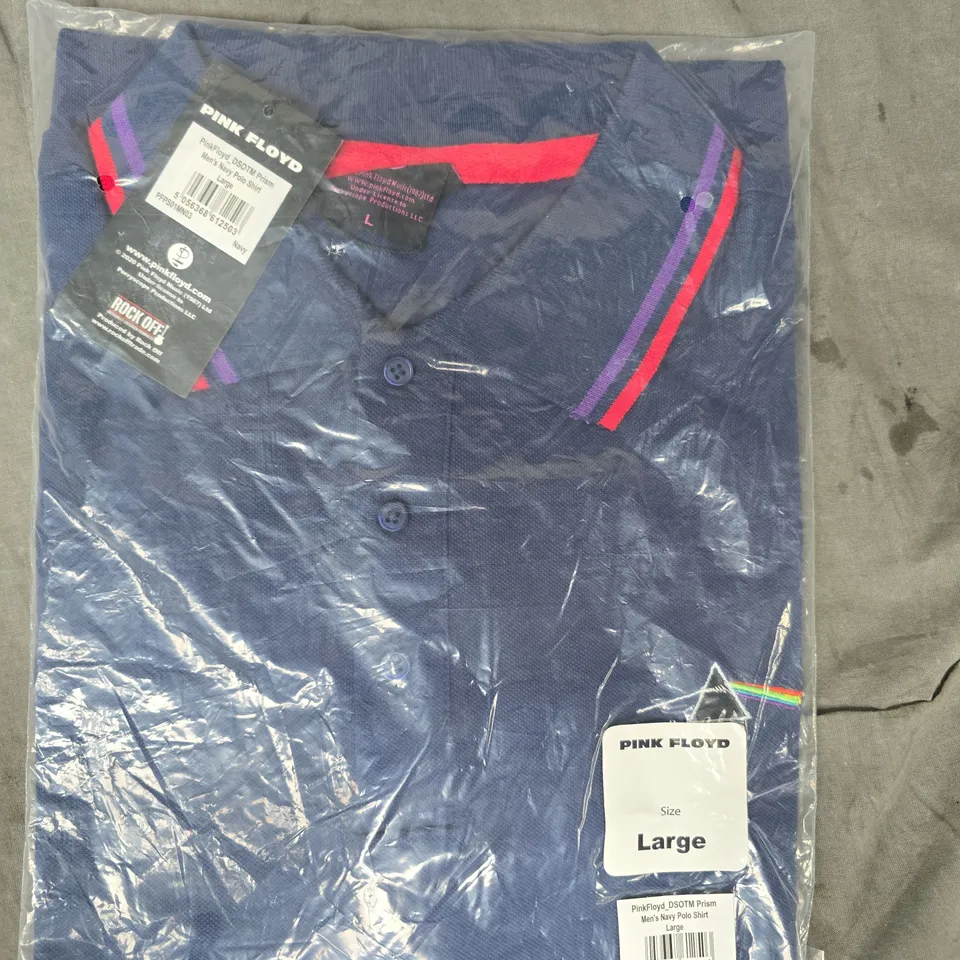 PINK FLOYD DARK SIDE OF THE MOON PRISM POLO SHIRT IN NAVY SIZE LARGE