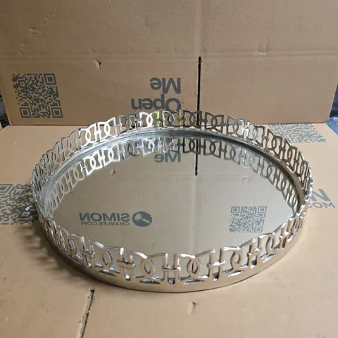 COACH HOUSE GREEK DESIGN ROUND MIRROR TRAY 