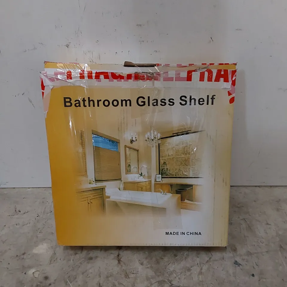 BOXED BATHROOM GLASS CORNER WALL SHELF